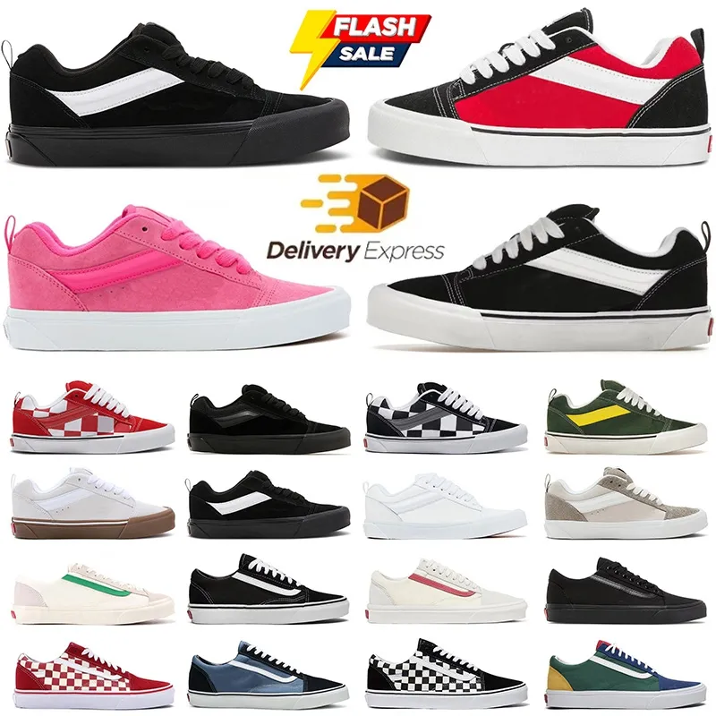 Knu Skool Sneakers Womens Mens Skate Shoes Mega Check Black Red Platform Old Skool Navy Green Yellow Charcoal Vault Mran Potato Leopard Asphalt Skateboard Trainers