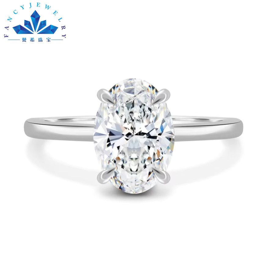 Luxury 18K Solid Gold Wedding Ring with 1ct 1.5ct 2ct Lab Grown Diamonds GRC IGI Oval Shape Solitaire Jewelry Rings