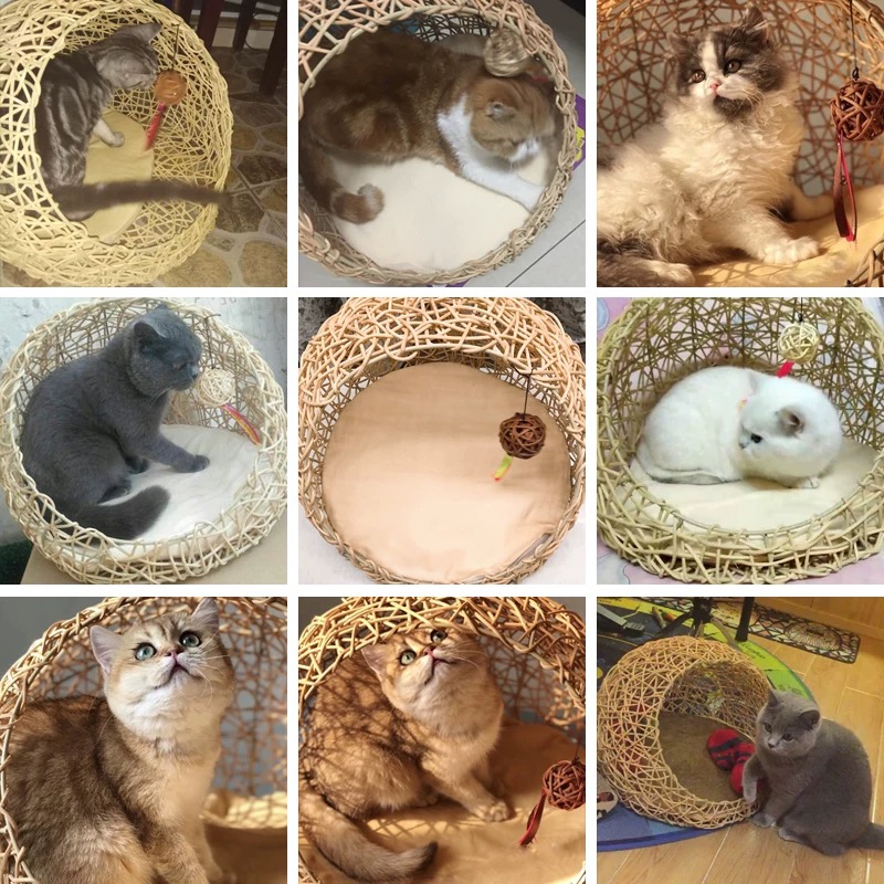 Summer Four Seasons Universal Vine Weaving Kitten Bed Cat Supplies Pet House Toys Detachable Washable Dog Nest Cool