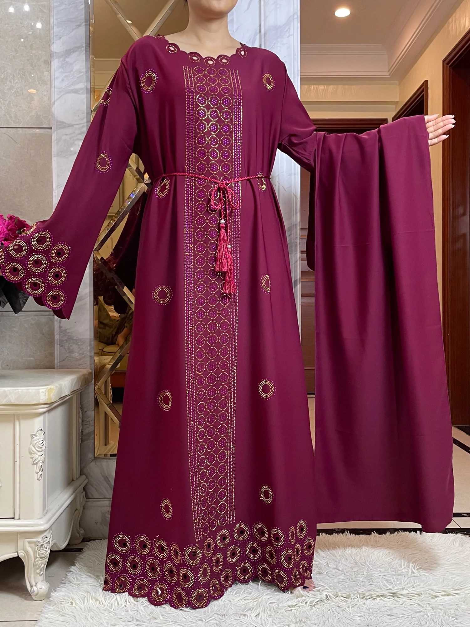 2024 Womens Ele Dress Dubai Party Outfits Long All Rhines slim Womens Robe High-grade Comfort Fabric Abaya ClothesXJ250310