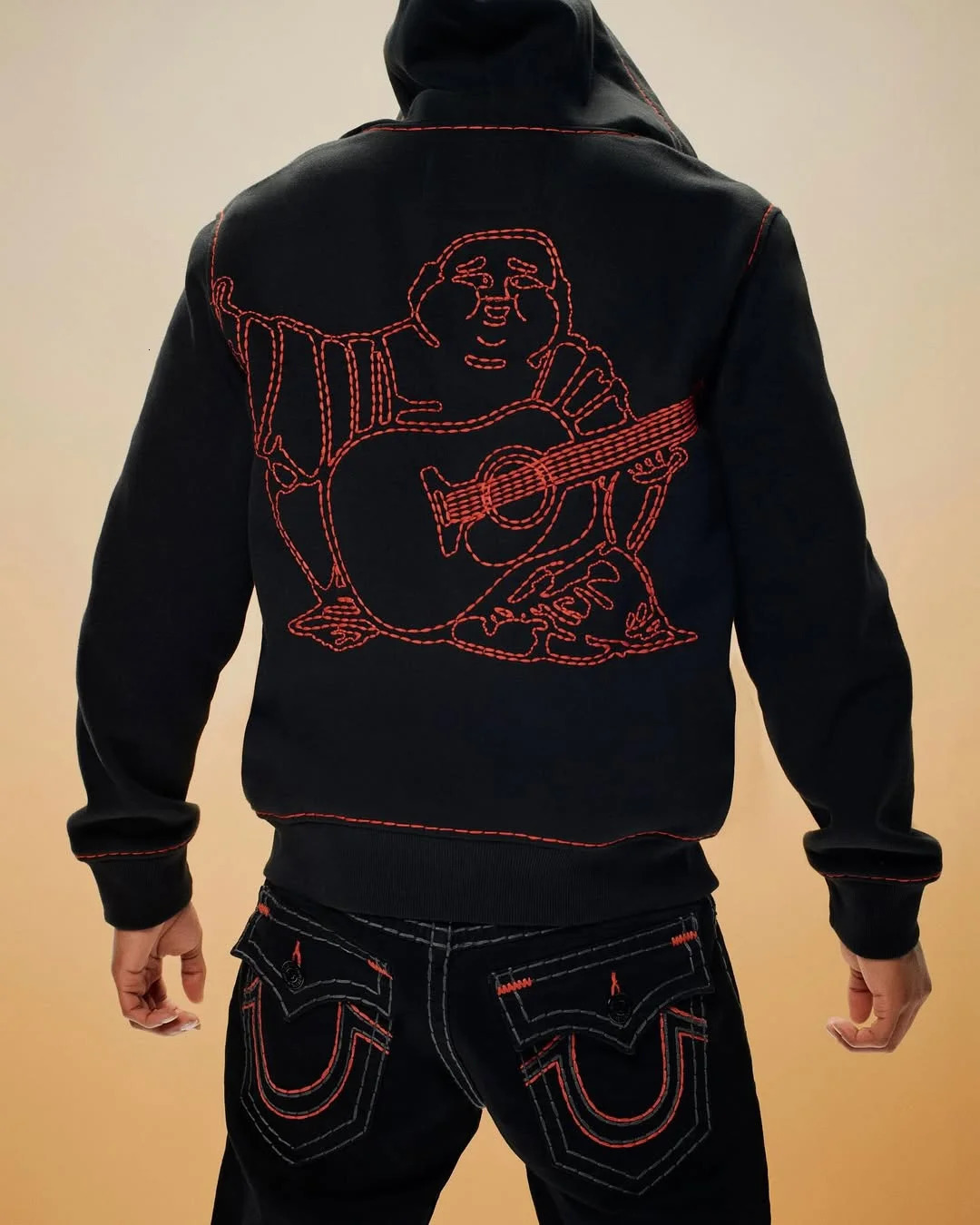 Harajuku style street retro print zipper hoodie stylish classic letter pattern black cardigan men and women casual jacket 250310