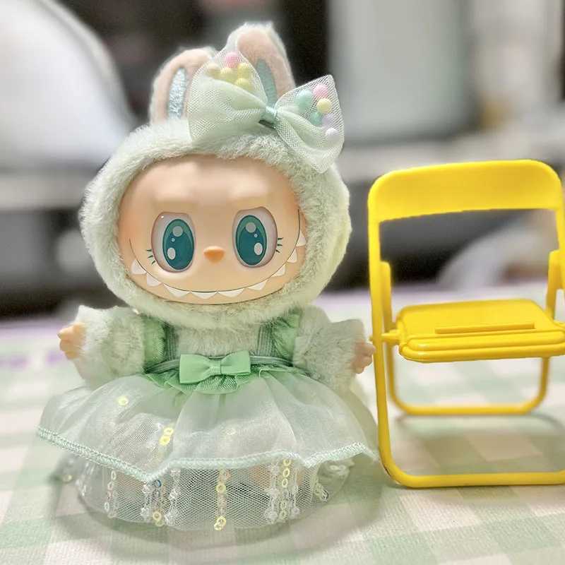 Cute Clothes for Labubu Outfit Fashion Dress Knitted Clothes for Keychain Sitting Series Labubu Plush Dolls Clothes AccessoriesC250310