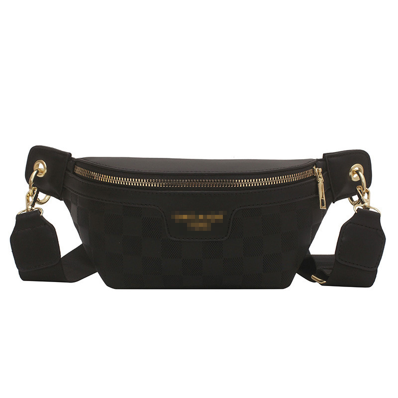 Bag female hot new fashion niche wide shoulder strap crossbody dia zipper leisure texture large capacity chest bag