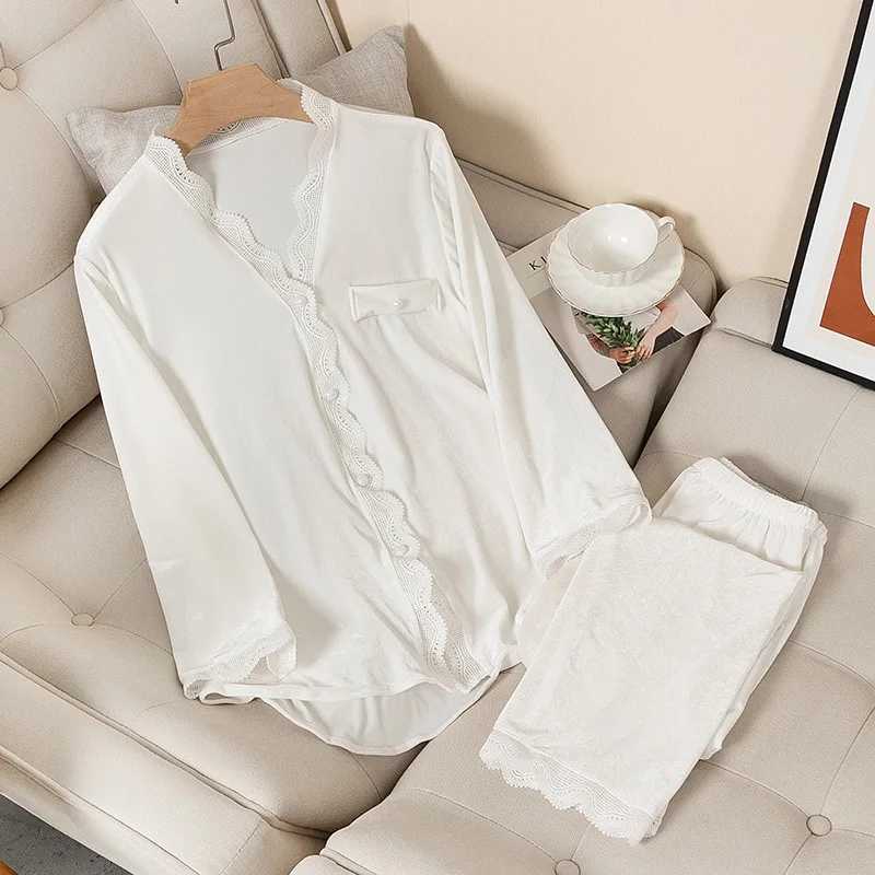 Velvet Pajamas Women Autumn Winter Sleepwear Long Sleeve Casual Nightwear Pyjamas Suit Loose Home Clothes Lace Trim Sleep SetC250310