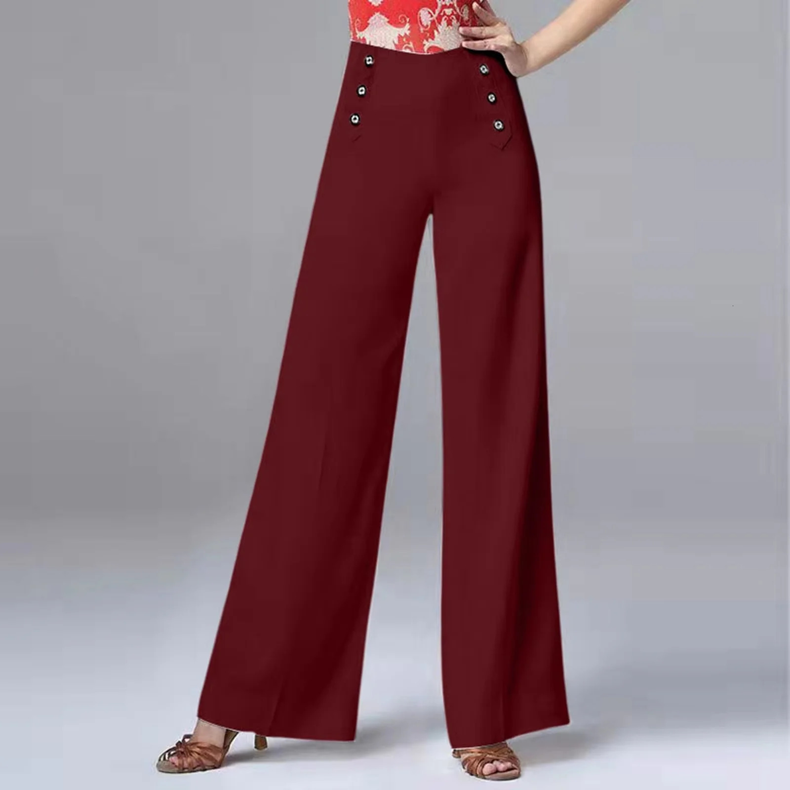 High Waisted Dance Pants For Women Social Dance Wide Leg Pants Slimming And Versatile Dance Pants Womens Bottoms 250305