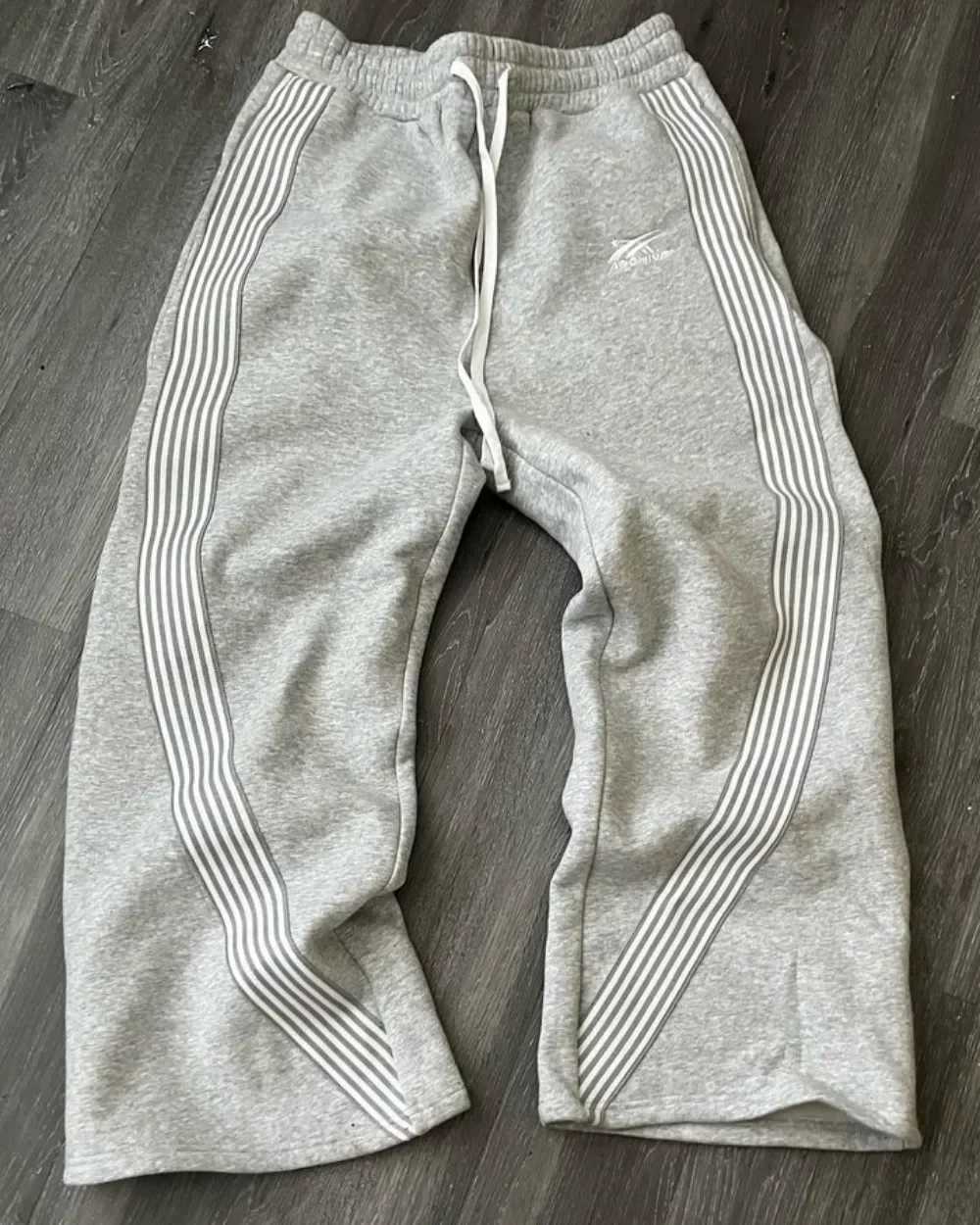 Y2k Street Harajuku fashion brand oversized Trouser loose casual wide leg pants for women retro striped knitted pants for menT250319