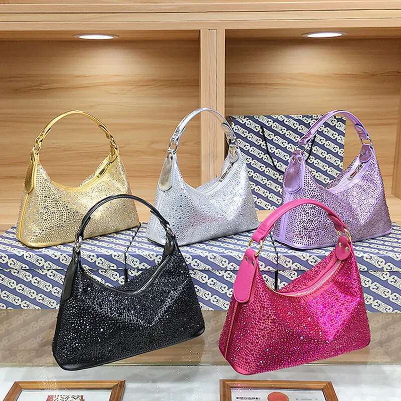 Women Evening 2025 New Shiny Rhie Women's Shoulder Bag Fashion Dinner Party Handbag Female Crossbody Bags