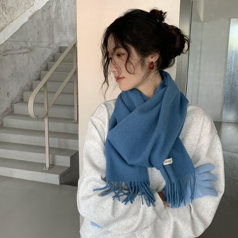 K092 Warm wool ~ candy color solid wool scarf winter ins all-match warm neck shawl Korean style new