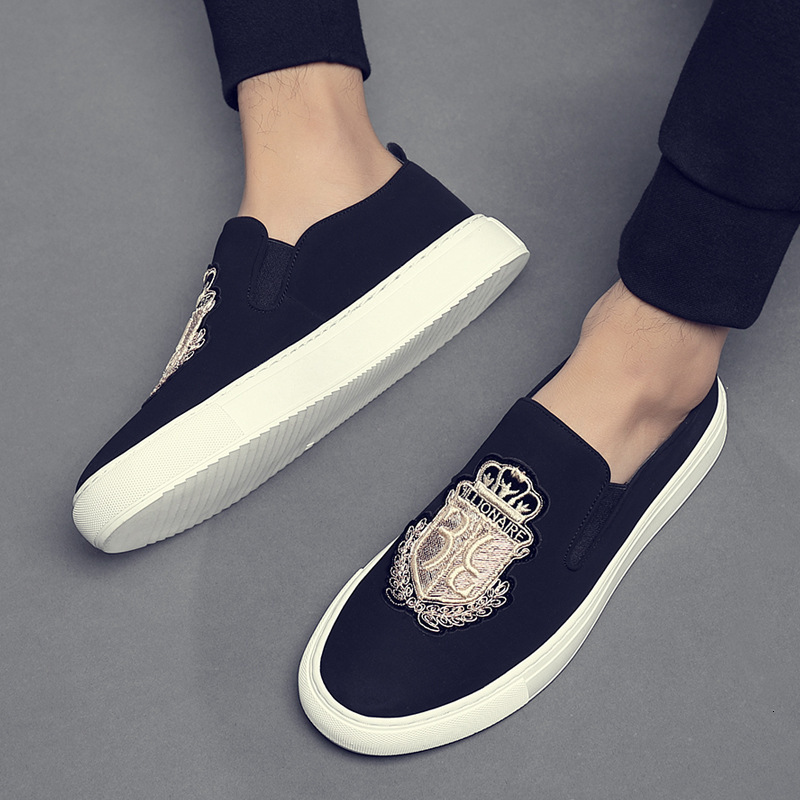Shoes Versatile Casual Free Shipping Fashion Designer High Quality Board Embroidered Breathable Soft Bottom One Step Lazy Outdoor Sports