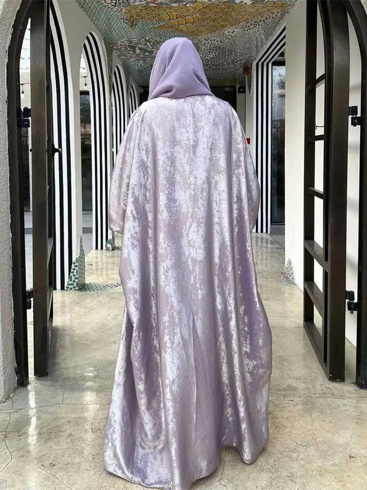 Ramadan Shiny Satin Open Kimono Abaya Dubai Luxury 2025 slim Ktan Dress Abayas For Women Islam Clothing Robe Femme sulmaneXJ250310