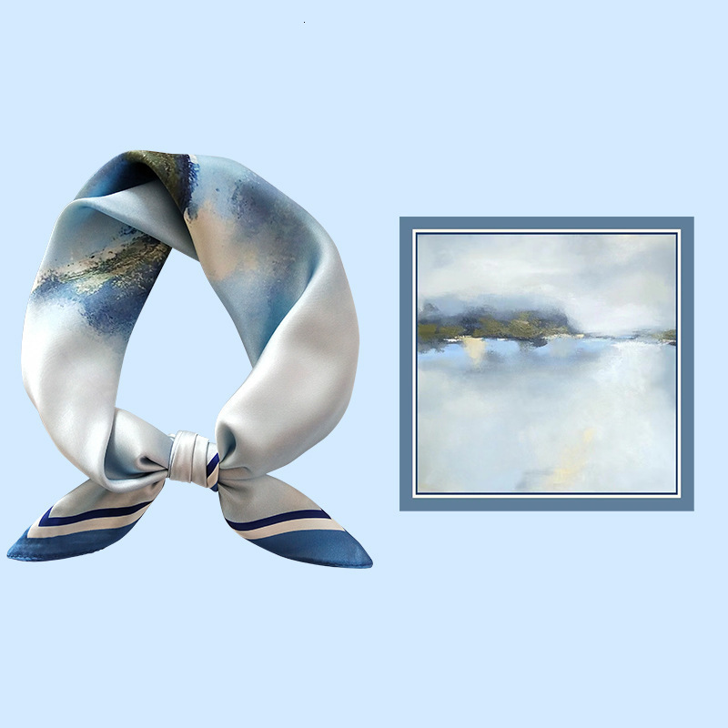 Silk Scarf Women Toolbox Print Square Scarves Head Echarpes Silk Foulards Femme Wraps Beach Shawl Bandana Lady Hijabs 90CM 240314