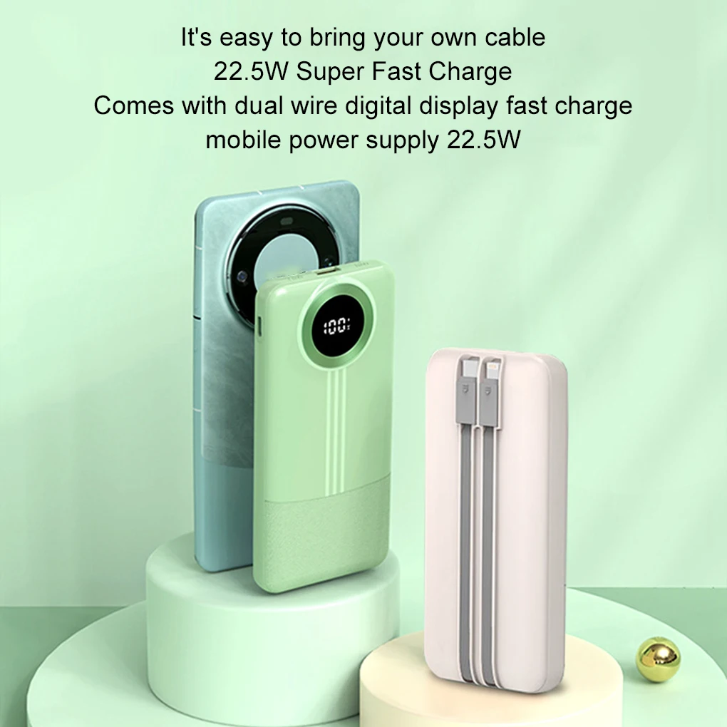 High Aesthetic Value 20000mAh Large Capacity Gift Mobile Power Bank High-definition Screen Display pink 1W milliampere