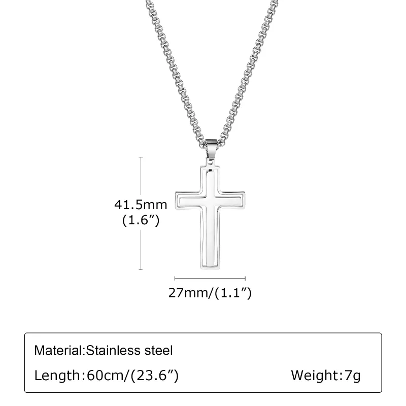 Rotating Stress Relief Cross Necklace for Men - Durable Stainless Steel Chain