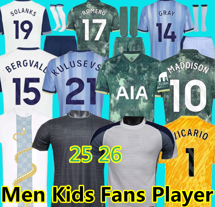 Men KIDS 24 25 26 SON Soccer Jerseys 2024 2025 jersey Football shirt ROMERO VAN DE VEN KULUSEVSKI BISSOUMA RICHARLISON PEDRO PORRO MADDISON VICARIO BERGVALL GRAY
