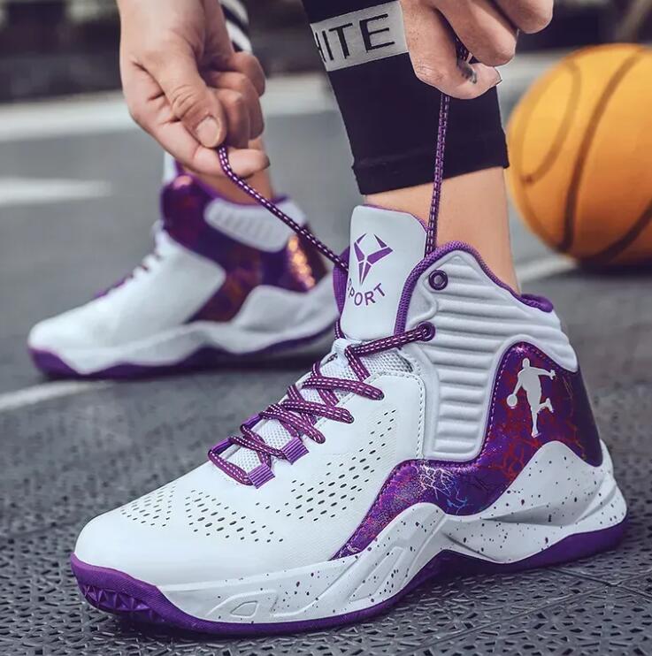 Sale Men's Brand Basketball Shoes Fashion Purple Basketball Sneakers Men Women Training Sport Boots Kids Adult Athletic Shoes Z 3.7-1