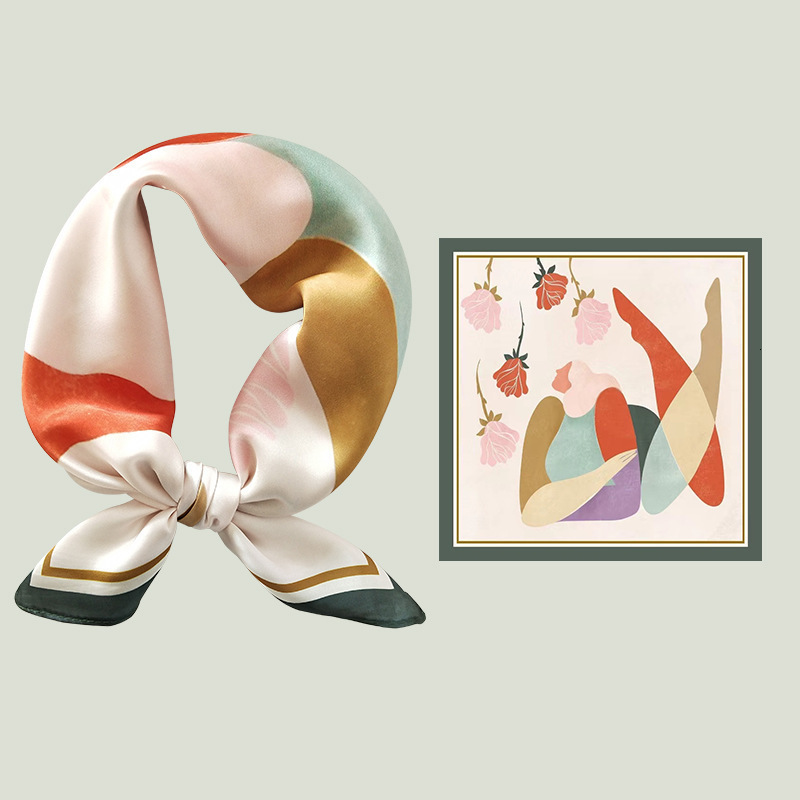 Silk Scarf Women Toolbox Print Square Scarves Head Echarpes Silk Foulards Femme Wraps Beach Shawl Bandana Lady Hijabs 90CM 240314