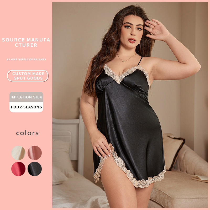 Luxurious Women's Backless Sexy Sleepwear - Large Sized Silky Nightdress & Simple House Dress