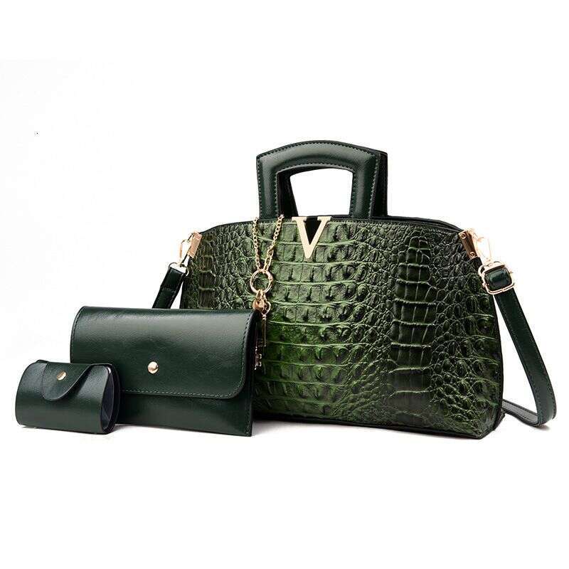 Women's Bags Handbag Stylish Alligator Print Women's Shoulder Crossbody Three-piece Set Bag