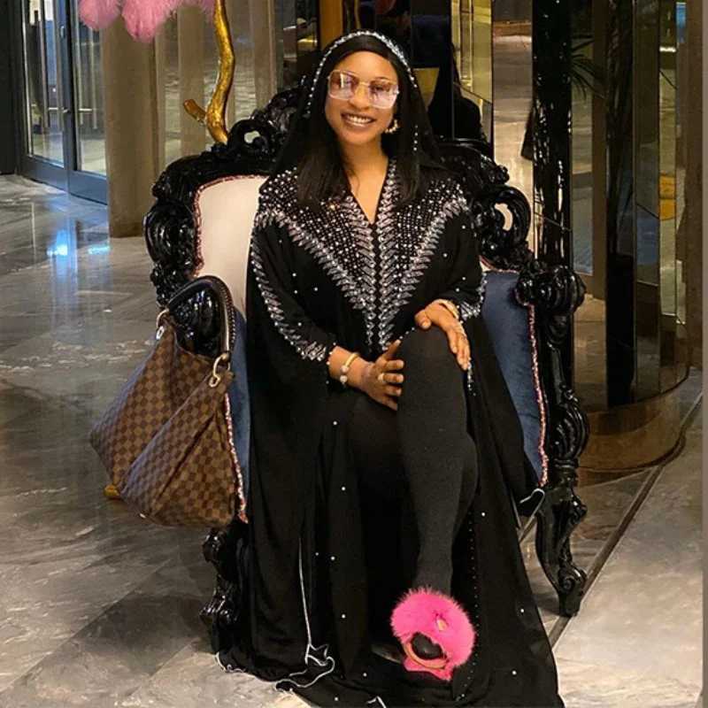 Luxury rican Dresses for Women 2023 New rican Clothing Dashiki Abaya Dubai Robe Evening Long slim Dress Hood CapeXJ250310