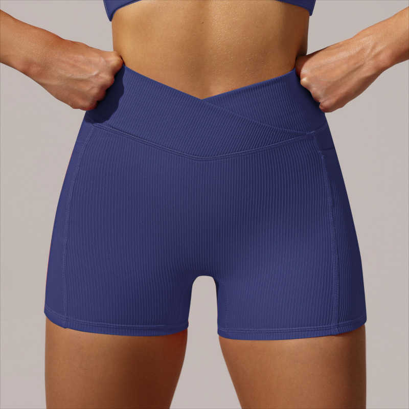 Yoga Outfit New Cross Waist Sports Fitness Cycling Hip Lifting High Pocket Tight Bra Shorts Pants H250307