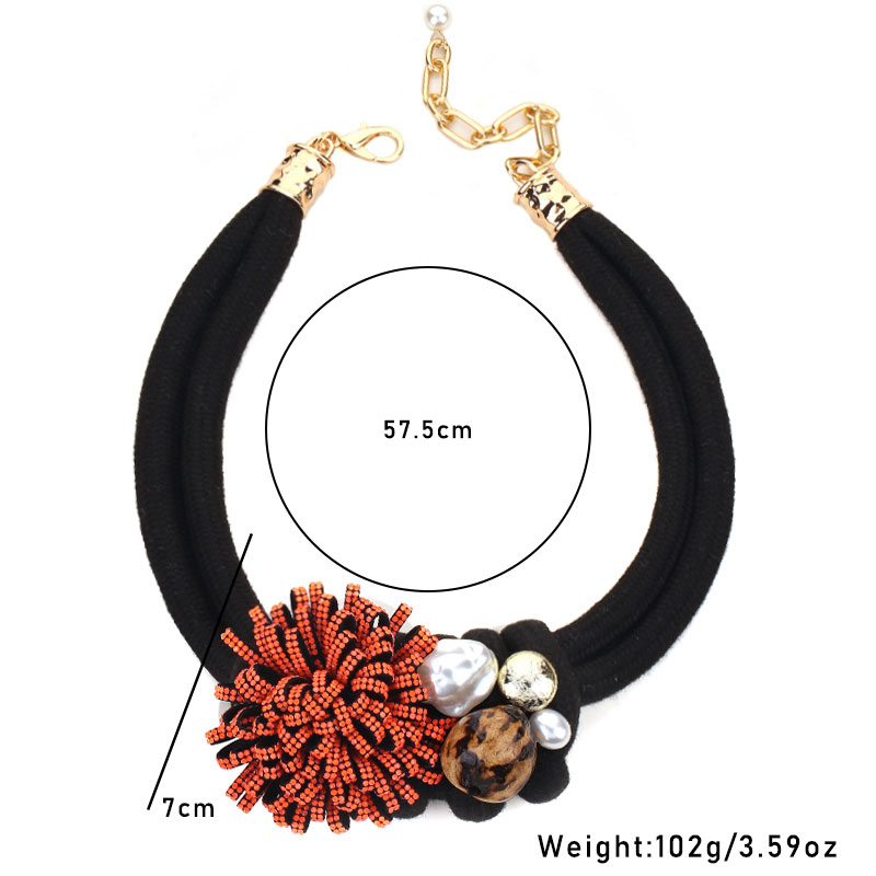 Statement Necklace with Red Flower Design for Women Trendy Wedding Party Jewelry Accessory