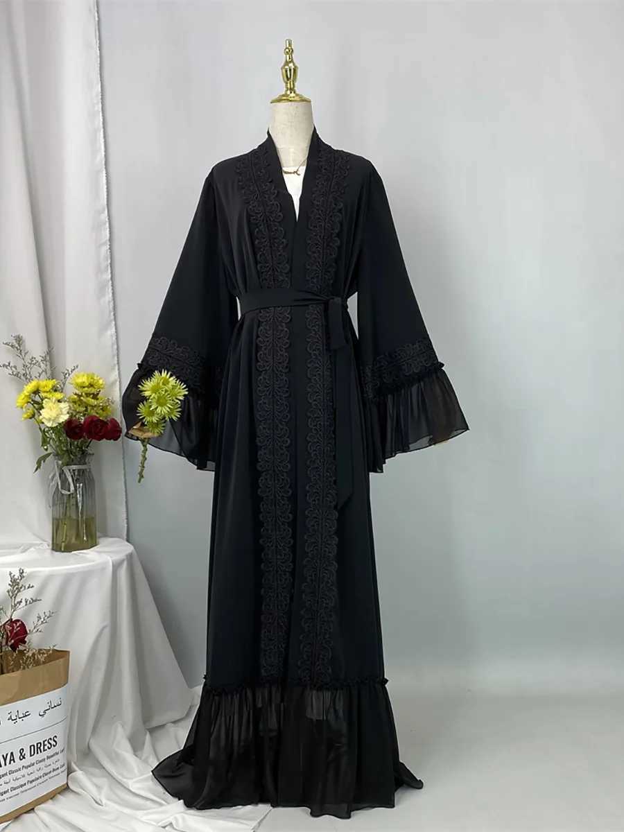 Ramadan Eid Dubai Black Abayas For Women slim Dress Ka Ctan Moroccan Robe Femme sulmane Kimono Ktan Islam Clothing W250310