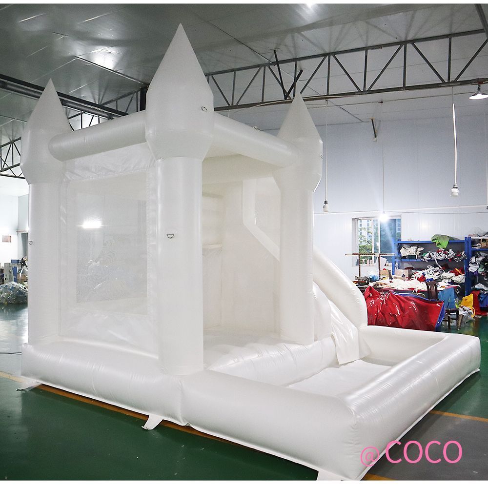 Outdoor Rental Inflatable White Bounce House Bouncer castles Wedding Bouncy jumping Castle jumper With Slide ball pit For Kids with blower free ship