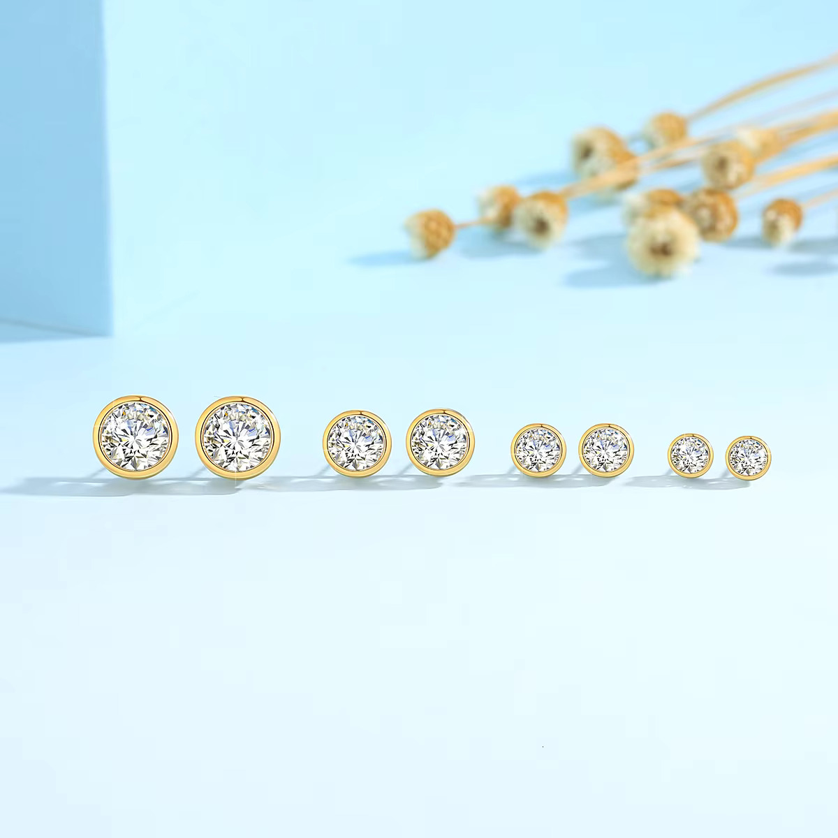 High Quality Gold Jewelry 2ct 1ct 0.5ct D Color VVS1 Moissanite Diamond AU750 Gold 18k Gold Earrings