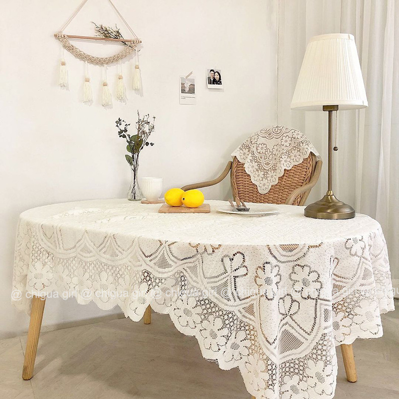 Retro lace decorative tablecloth style French simple romantic coffee table round table cover picnic cloth table cloth mat EZGS01
