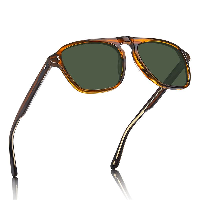 CARFIA Acetate Men's Polarized Sunglasses - Designer Tortoiseshell Frame, UV Protection, Stylish Design