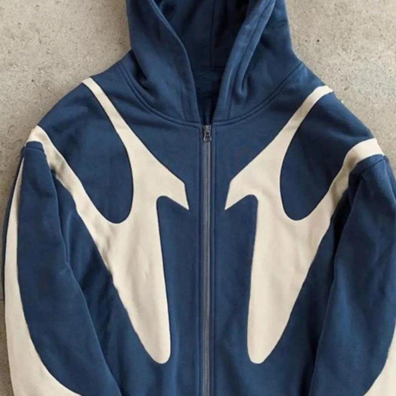 Fleece Hooded Patchwork Coat: Long Sleeve Zipper Windproof Sports Jacket, Mens Fur Lined Winter Jackets with Pockets