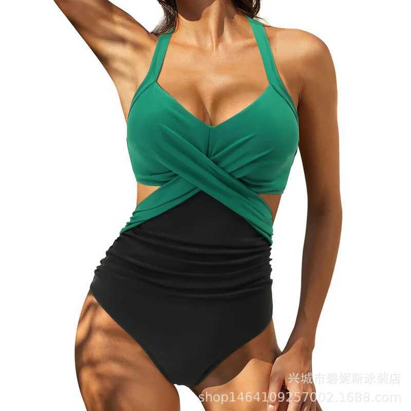 Womens Swimsuit Cut Out One Piece Swimsuit Halter High Waist Beachwear Monokini Push Up Swimsuit One Piece Swimwear Women 2022XJ250310