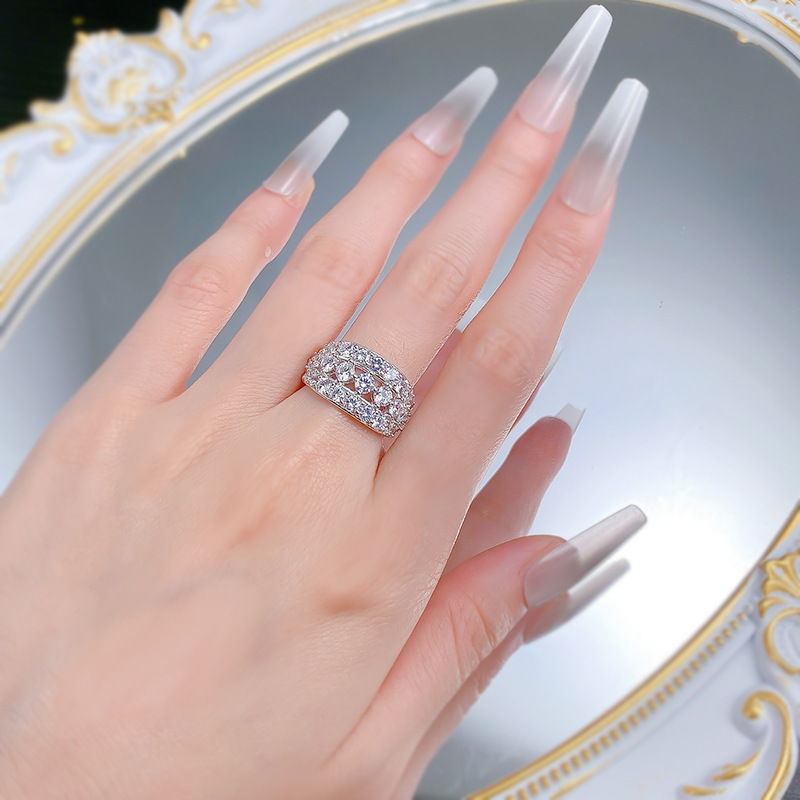 2025 Mother's Day Gift Wedding Ring Gorgeous Luxury Jewelry Genuine 100% 925 Sterling Silver Round Cut Stack White Moissanite Diamond Women Bride