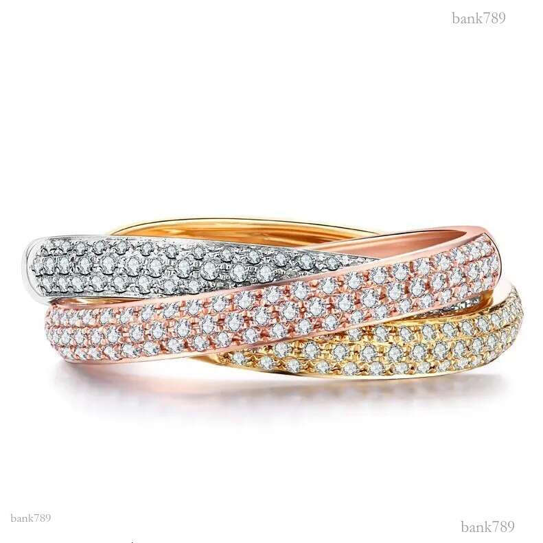 Rulalei Brand Gorgeous Three Color Wedding Rings Luxury Jewelry 925 Sterling Silver Rose Gold White Pave Micro 5A Zircon CZ Diamond Party Women Cross 