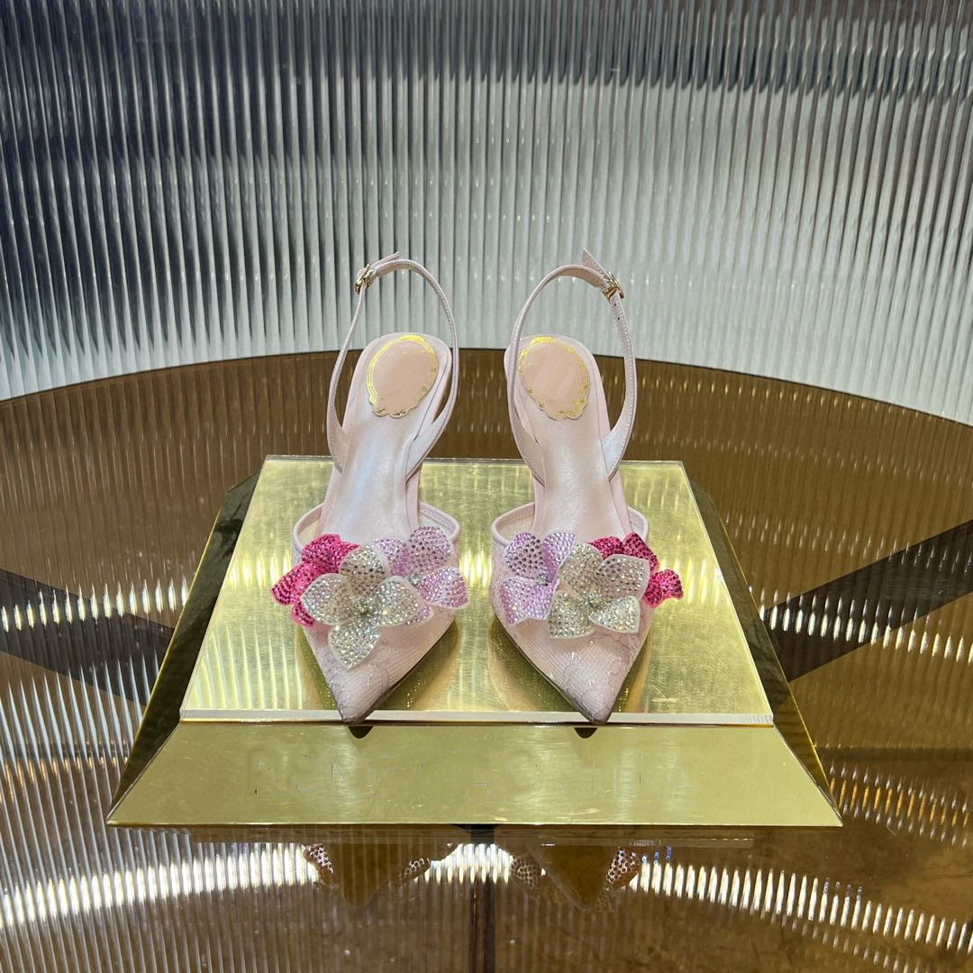 High heels, designer sandals, classic, metal buckle, V-pointed toe, thin heel, slingback pumps, summer leather, women's, dress shoes 35-43