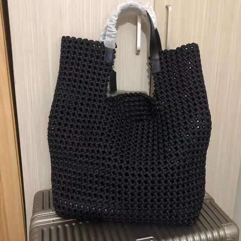 Genuine Leather Tote For Women Designer Handbags 2023 New In Cowhide Weave Hollow Out Large Capacity Shoulder Bags
