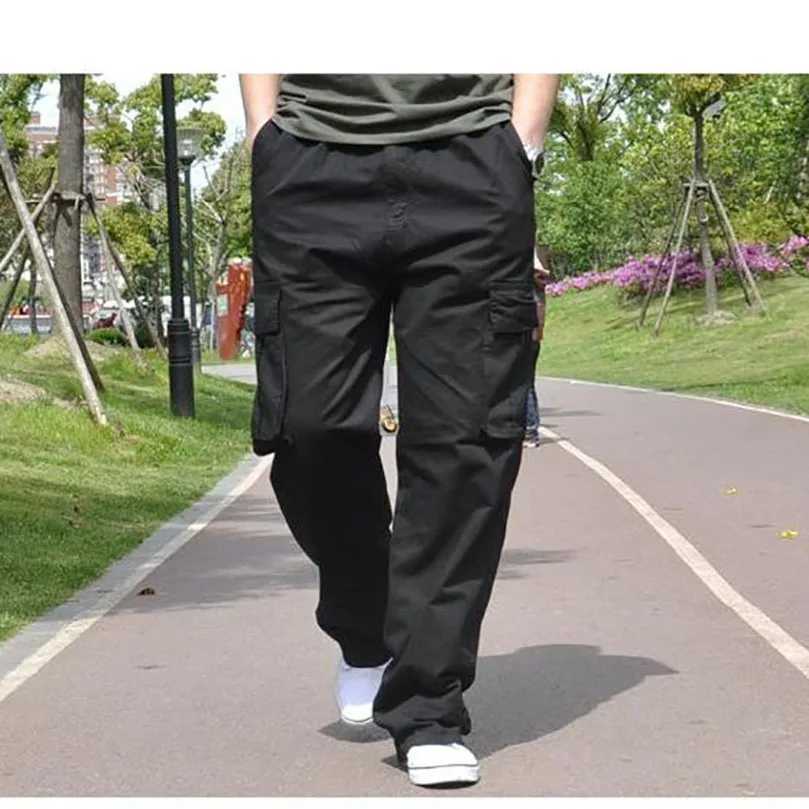 Men Plus Large Size Cargo Pants Cotton Straight Oversize Tracksuit Wide Leg Tactical Baggy Trousers Spring Summer 5XL 6XL Z1T250319