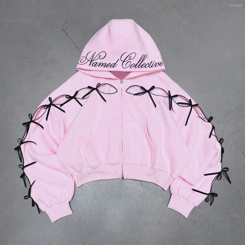 Women's Hoodies Streetwear Sportswear Two Piece Set Women Hip Hop Bow Personalized Hoodie Harajuku Fashion Zipper Sweatpants