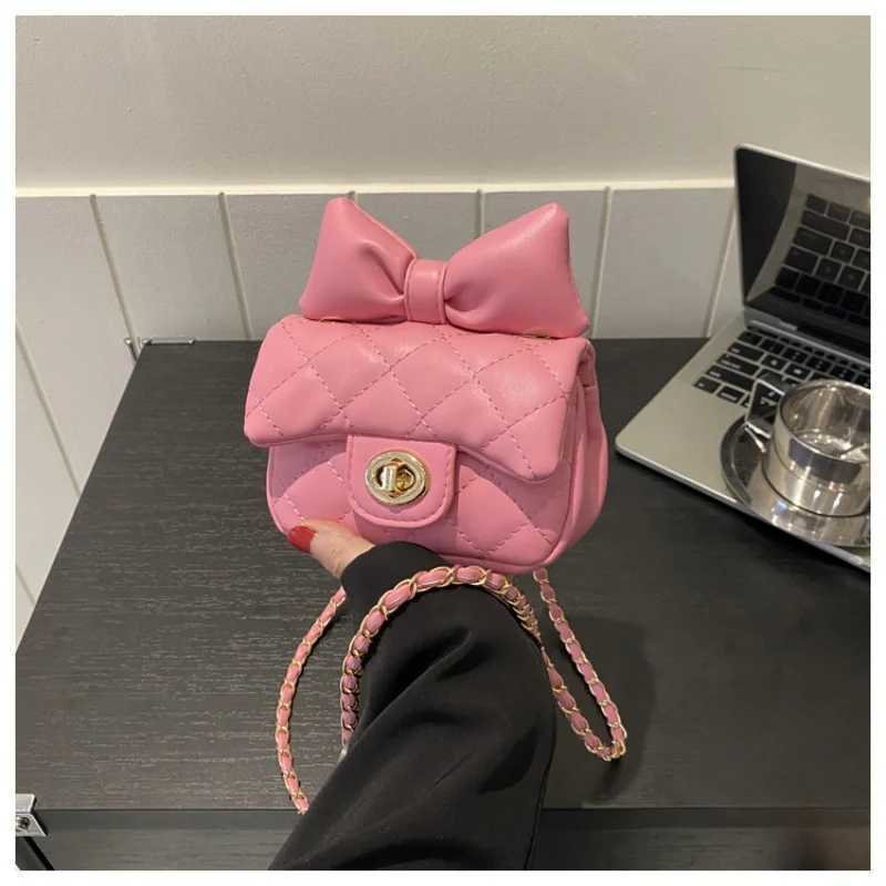 Kids Mini Designer Luxury Shoulder Bag Toddler Princess Baby Girls Pink Bow Handbag Little Girl Cute Crossbody PurseT250310