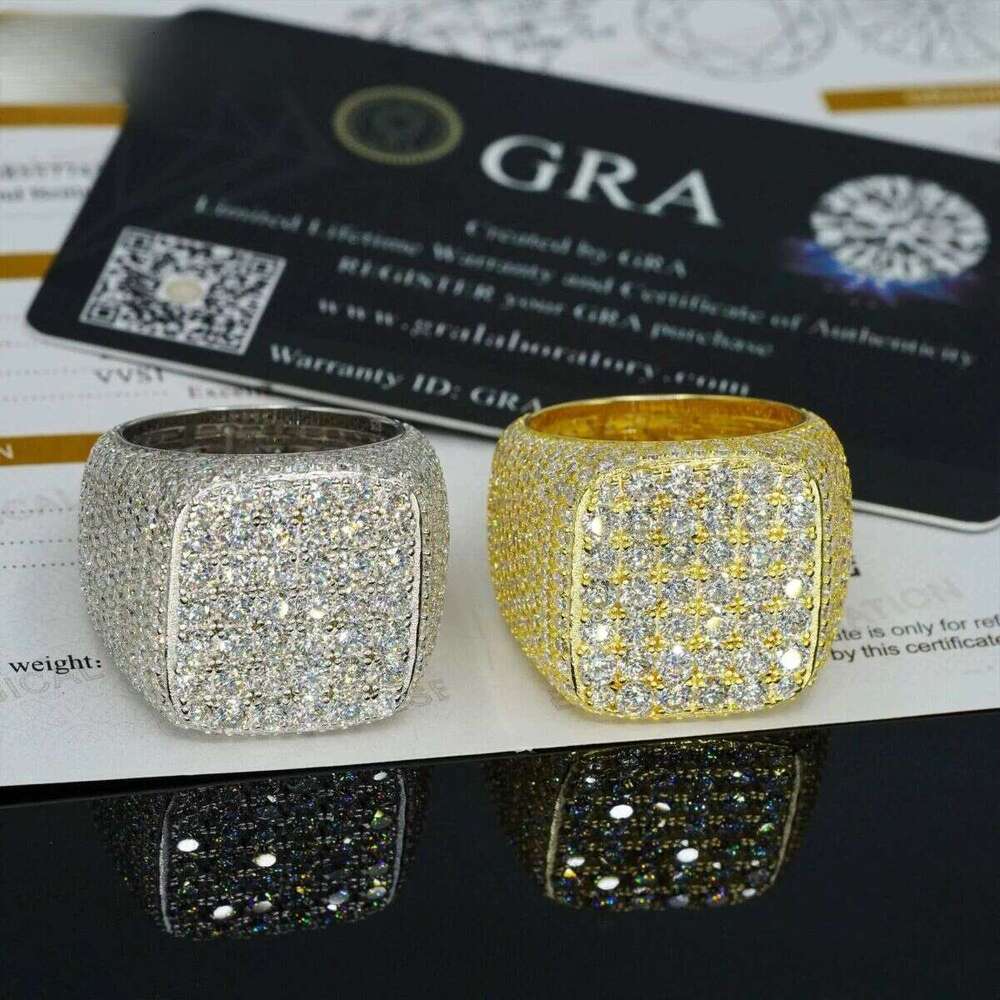 Hot sell drop shipping hip hop jewelry iced out GRA moissanite dia ring for men