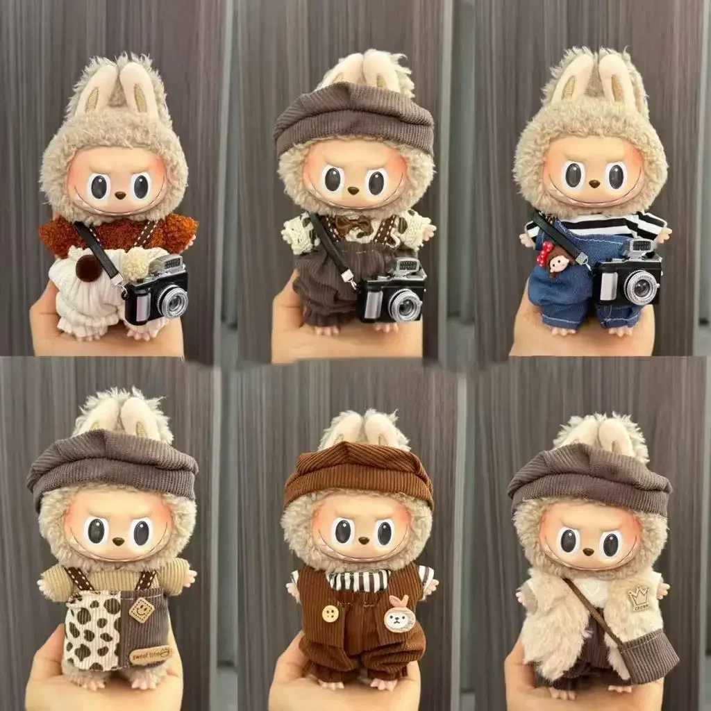 Mini DollS Clothes Outfit Accessories For 15-17cm Labubu Idol V1 V2 Retro Style Hat Set Artistic Style Small Painters ClothingC250310