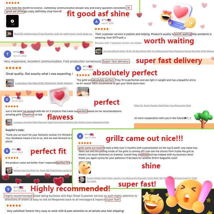 Custom Hip Hop Sterg Sier Vvs Iced Out Moissanite Dia Grillz for Mens