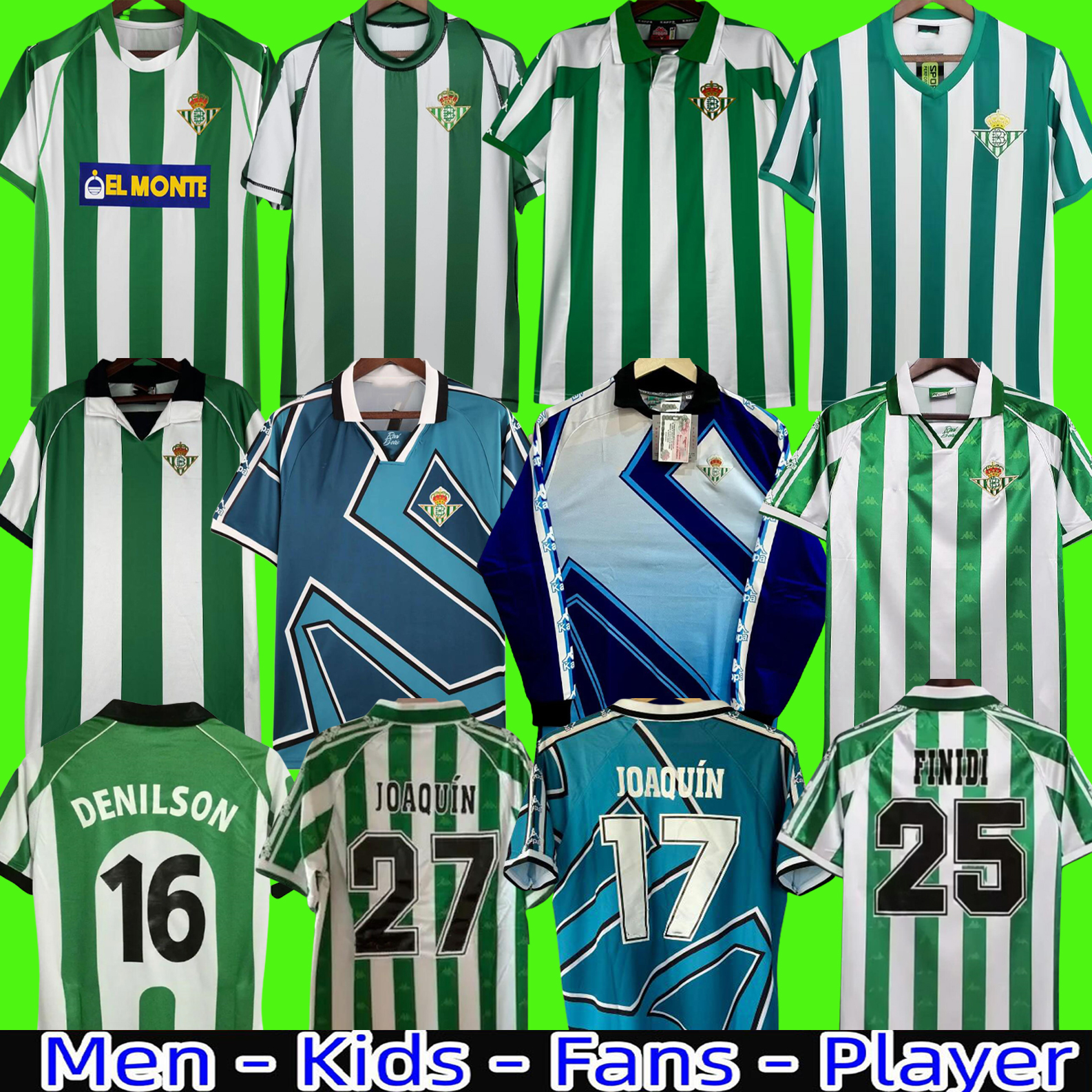 Retro real Betis soccer Jerseys REAL classic vintage football shirt 01 02 03 04 76 77 82 85 94 95 96 97 98 99 00 1995 1997 1976 ALFONSO BETIS JARNI DENILSO 1977 1985 2000 2003