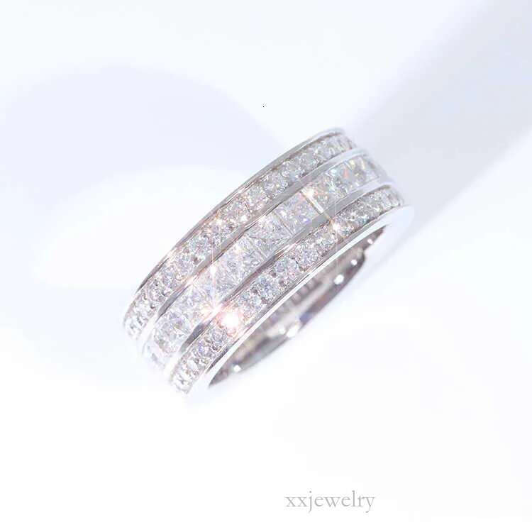 Fashion Design Solid Sier With iced out GRA Round Moissanite dia For Mens Hiphop Rings