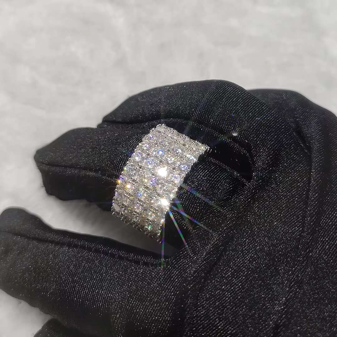 Moissanite Sterg Sier Custom JewelryVVS Lab Dia Hip Hop Heart Ring