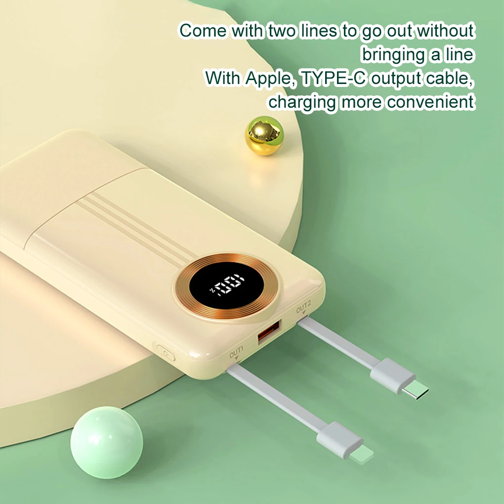 High Aesthetic Value 20000mAh Large Capacity Gift Mobile Power Bank High-definition Screen Display pink 1W milliampere