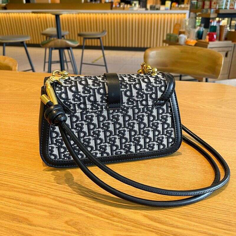 Women's Bags Fashionable Underarm New Women's Letter Embroidered Small Square Texture Spliced Single Shoulder Crossbody Bag
