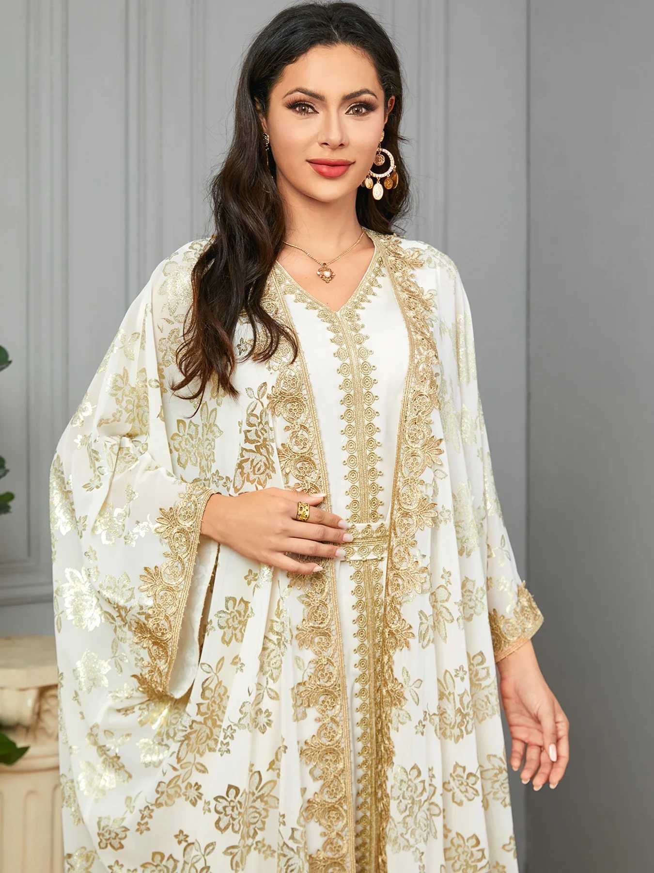 Eid al Fitr Womens Party Dress Abaya 2-piece Interior Set Jalabiya Ramadan Abayas Robe Ctan Vestidos Largos 2024XJ250310