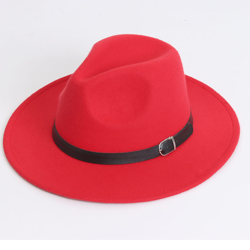 Pure color felt hat British jazz hat mens and womens flat brimmed gentlemans hat flat top hat