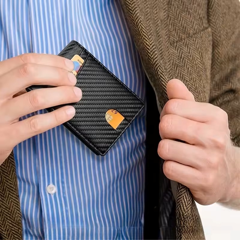 Men's Wallet Flip Cover Large Capacity RFID Anti-Theft Brush Ultra-Thin Portable Wallet Fashionable Credit Card Bag